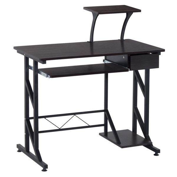 Computer Desk Quality Office Home PC Shelf Tray Wood Station Dark Brown HOMCOM