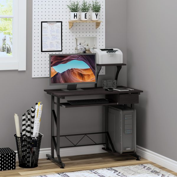 Computer Desk Quality Office Home PC Shelf Tray Wood Station Dark Brown HOMCOM - Image 2