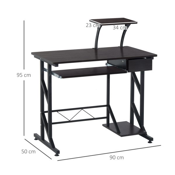 Computer Desk Quality Office Home PC Shelf Tray Wood Station Dark Brown HOMCOM - Image 3