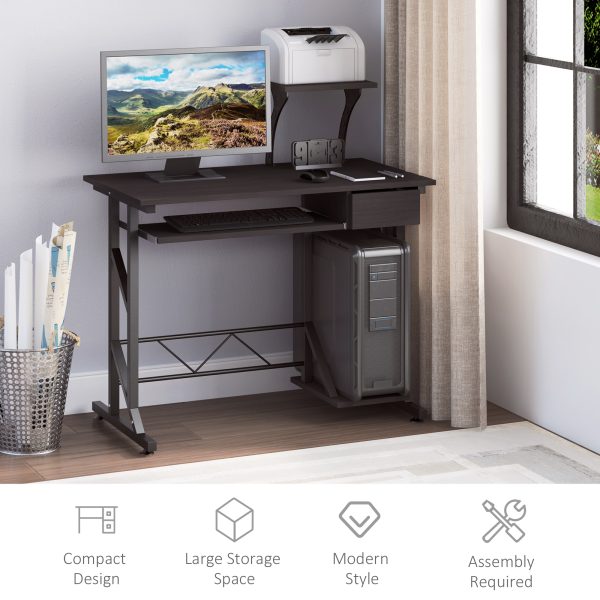 Computer Desk Quality Office Home PC Shelf Tray Wood Station Dark Brown HOMCOM - Image 6