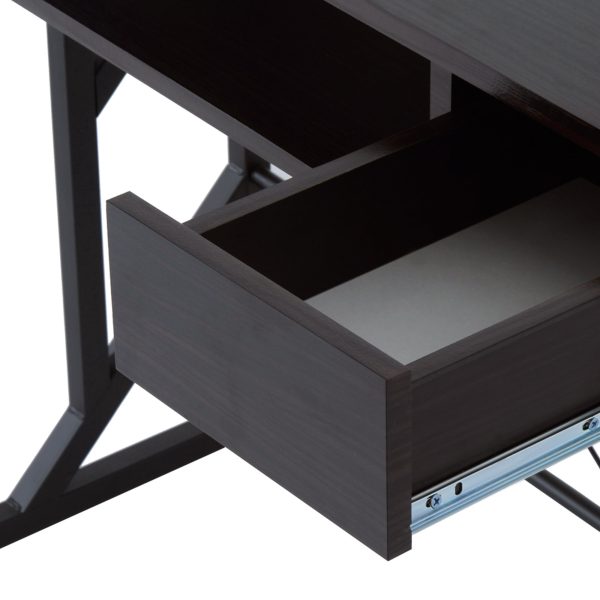 Computer Desk Quality Office Home PC Shelf Tray Wood Station Dark Brown HOMCOM - Image 8