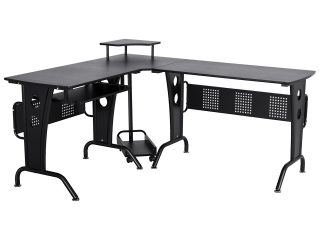 Space-Saving Corner Work Office Desk Gaming  Steel Frame CPU Rack Black