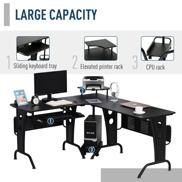Space-Saving Corner Work Office Desk Gaming  Steel Frame CPU Rack Black - Image 4