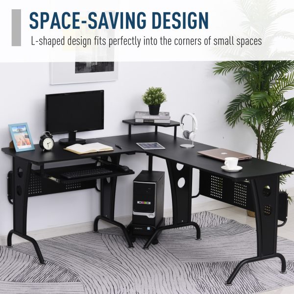 Space-Saving Corner Work Office Desk Gaming  Steel Frame CPU Rack Black - Image 6