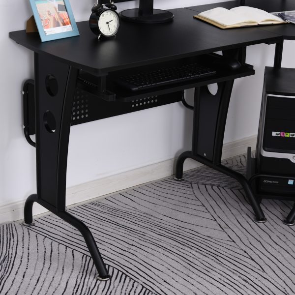 Space-Saving Corner Work Office Desk Gaming  Steel Frame CPU Rack Black - Image 8
