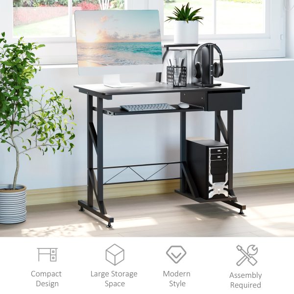 Computer Desk Quality Office Home PC Shelf Tray Wood Station Black HOMCOM - Image 6