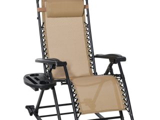Folding Recliner Chair Outdoor Lounge Rocker Zero-Gravity Seat w/ Adjustable