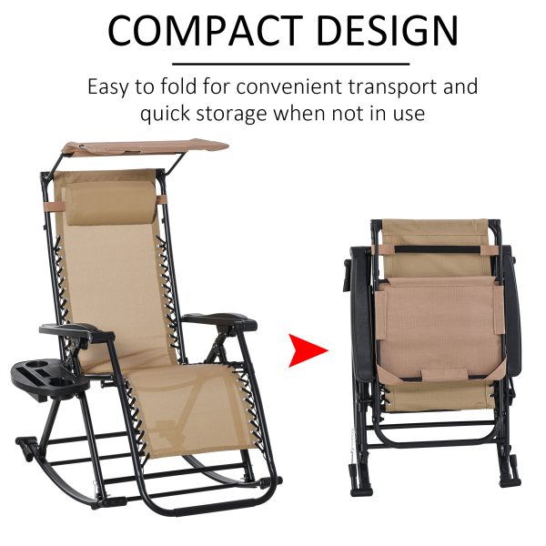 Folding Recliner Chair Outdoor Lounge Rocker Zero-Gravity Seat w/ Adjustable - Image 4