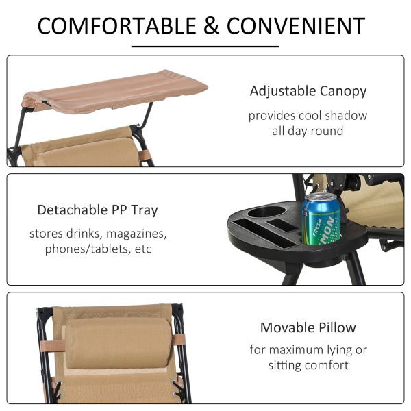 Folding Recliner Chair Outdoor Lounge Rocker Zero-Gravity Seat w/ Adjustable - Image 5
