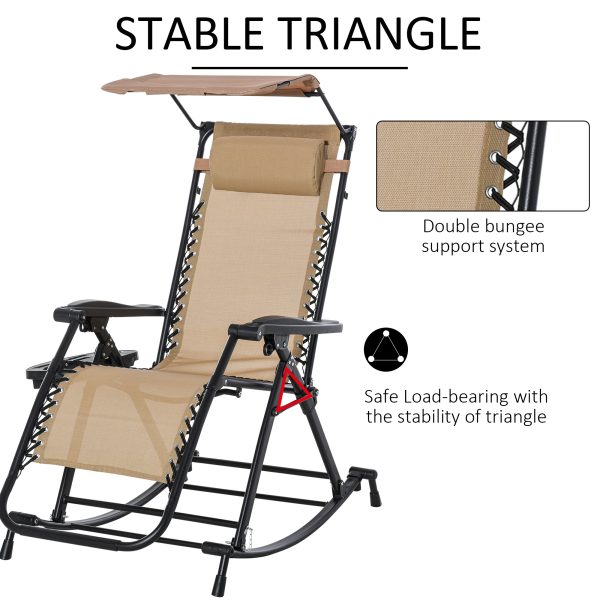 Folding Recliner Chair Outdoor Lounge Rocker Zero-Gravity Seat w/ Adjustable - Image 6