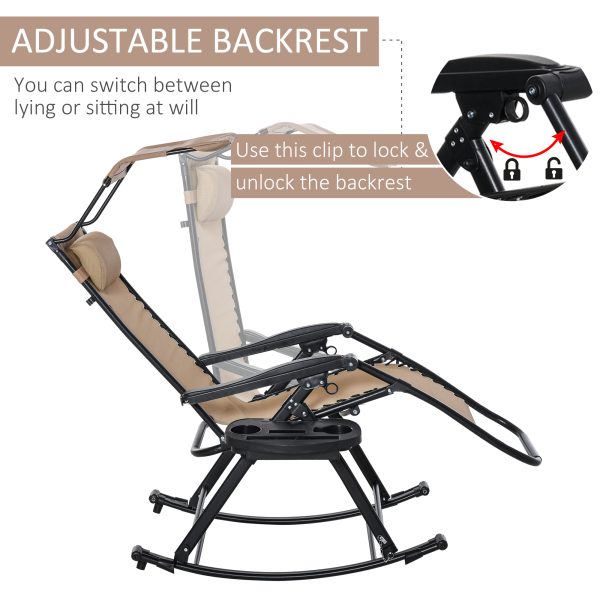 Folding Recliner Chair Outdoor Lounge Rocker Zero-Gravity Seat w/ Adjustable - Image 7