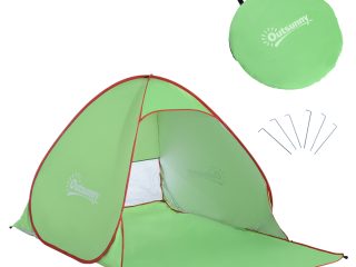Beach Tent Instant Camping Pop up Tent Sun Shade Shelter, Green Outsunny