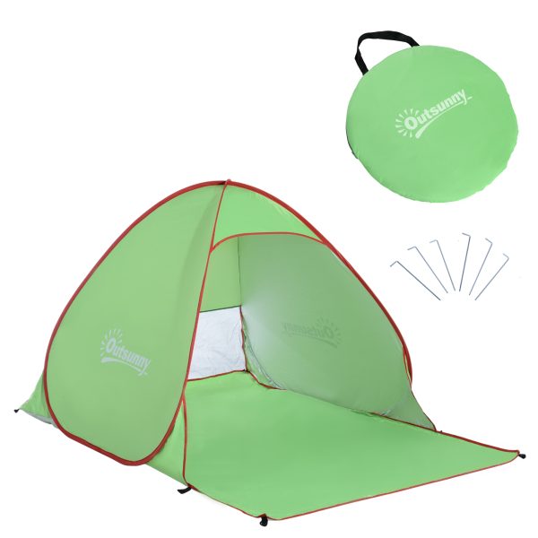 Beach Tent Instant Camping Pop up Tent Sun Shade Shelter, Green Outsunny