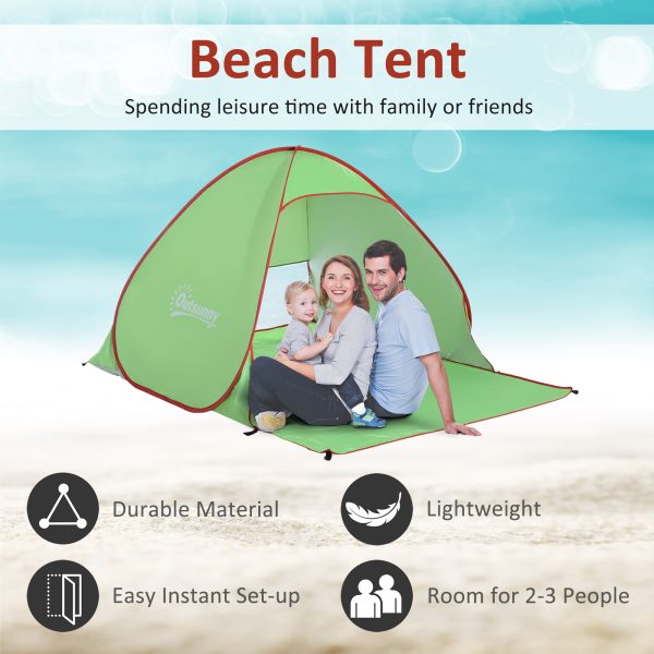 Beach Tent Instant Camping Pop up Tent Sun Shade Shelter, Green Outsunny - Image 4