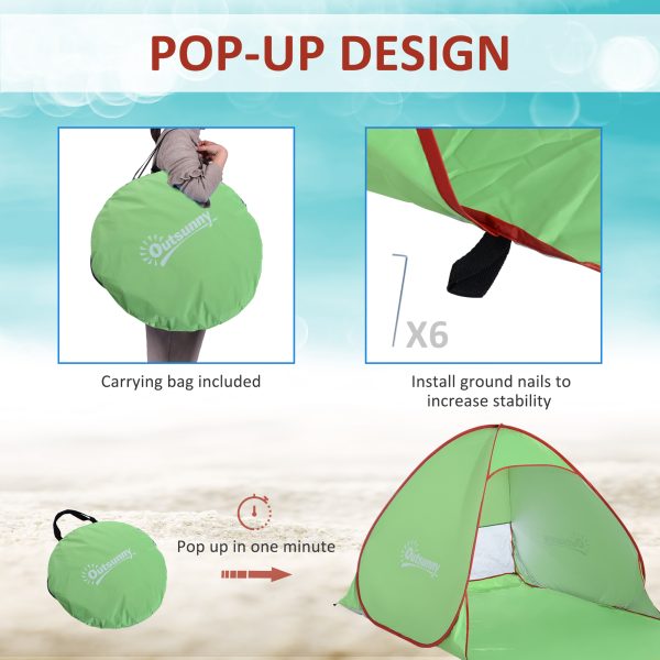 Beach Tent Instant Camping Pop up Tent Sun Shade Shelter, Green Outsunny - Image 5