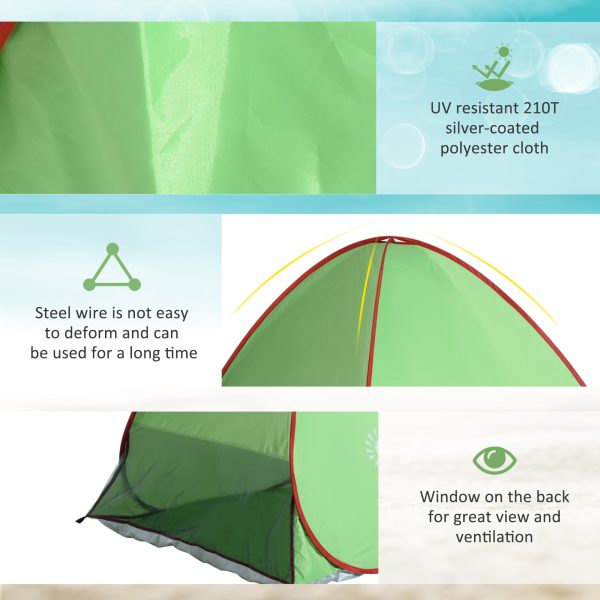 Beach Tent Instant Camping Pop up Tent Sun Shade Shelter, Green Outsunny - Image 6