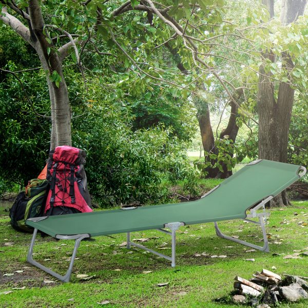 Camping Cot Picnic Sun Lounger Portable Folding Chair Patio Green Outsunny - Image 2