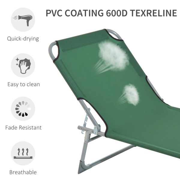 Camping Cot Picnic Sun Lounger Portable Folding Chair Patio Green Outsunny - Image 5
