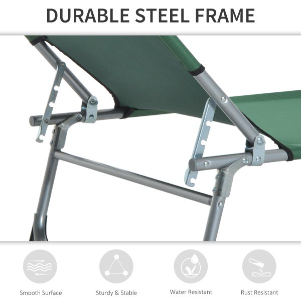 Camping Cot Picnic Sun Lounger Portable Folding Chair Patio Green Outsunny - Image 6