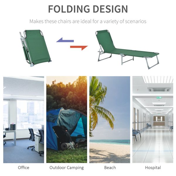 Camping Cot Picnic Sun Lounger Portable Folding Chair Patio Green Outsunny - Image 7