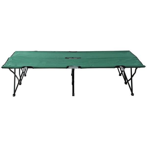 Double Camping Folding Cot Outdoor Portable Sunbed Carry Bag, Green Outsunny - Image 7