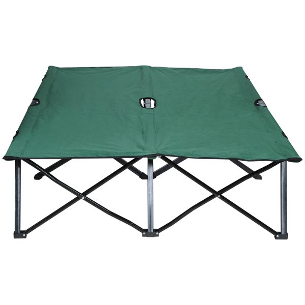 Double Camping Folding Cot Outdoor Portable Sunbed Carry Bag, Green Outsunny - Image 8