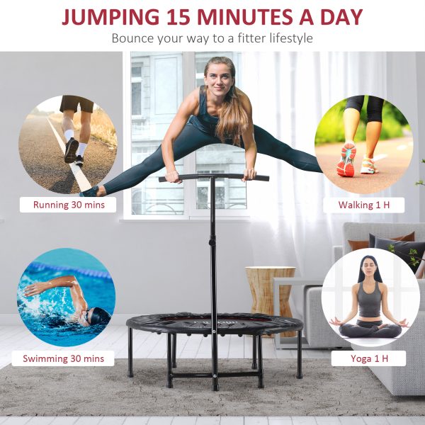 40'' Kids Mini Trampoline, Adult Rebounder Jumper w/ Handle Fitness HOMCOM - Image 4