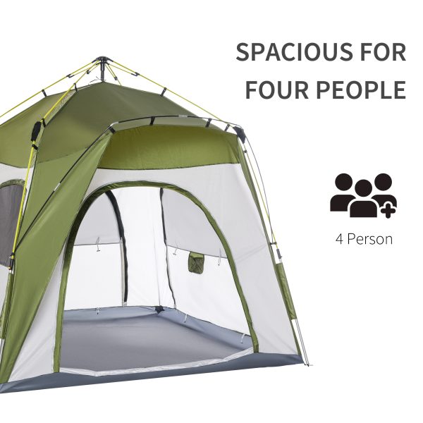 Four Man Pop Up Tent Automatic Camping Backpacking Dome Shelter Outsunny - Image 4