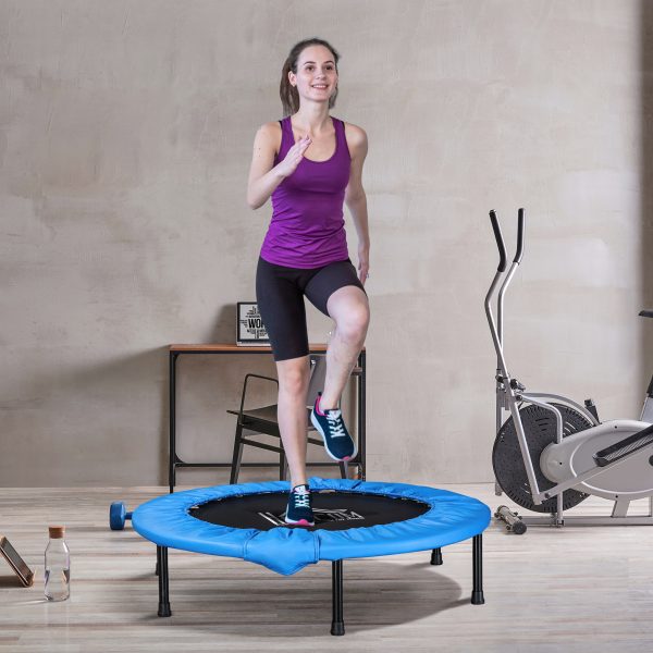 Foldable Mini Fitness Trampoline Exercise Rebounder Jumper, Blue HOMCOM - Image 2