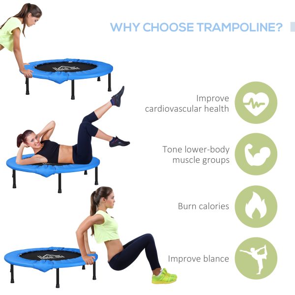Foldable Mini Fitness Trampoline Exercise Rebounder Jumper, Blue HOMCOM - Image 5