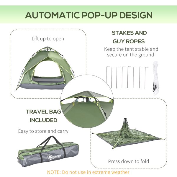 2 Man Pop Up Tent Camping Festival Hiking Family Travel Shelter Outsunny - Image 6