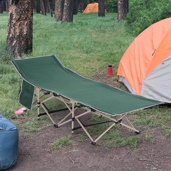 Single Portable Outdoor Military Sleeping Bed Camping Cot Green Outsunny - Image 2