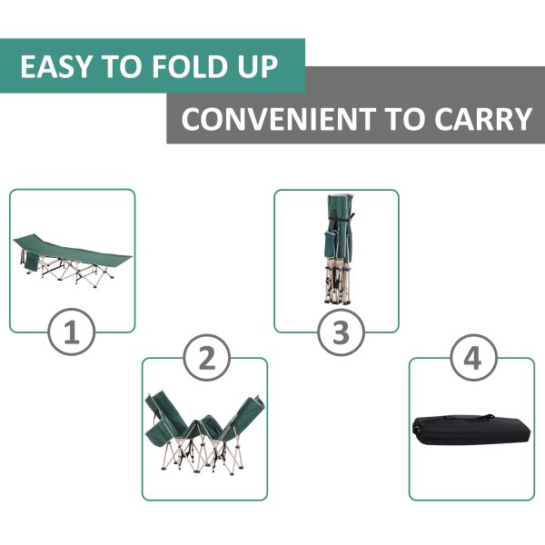 Single Portable Outdoor Military Sleeping Bed Camping Cot Green Outsunny - Image 4