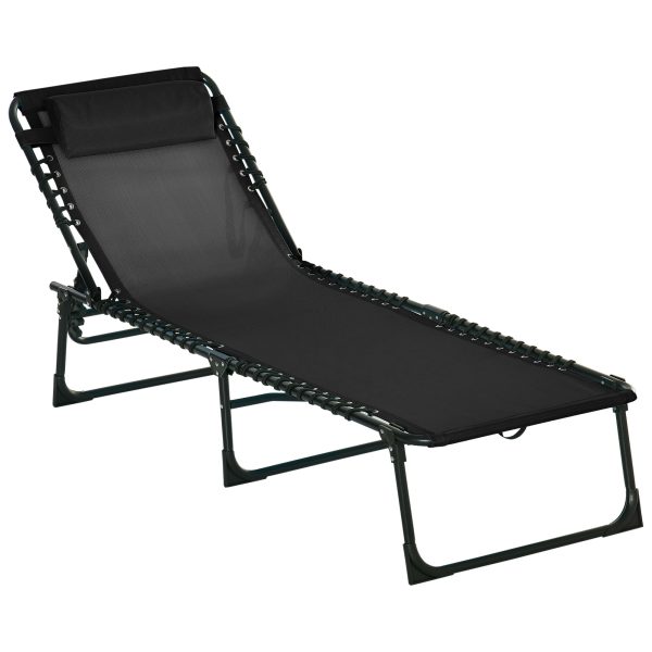 Sun Lounger Reclining Cot Foldable Folding Garden Chair Bed Relaxer Outsunny