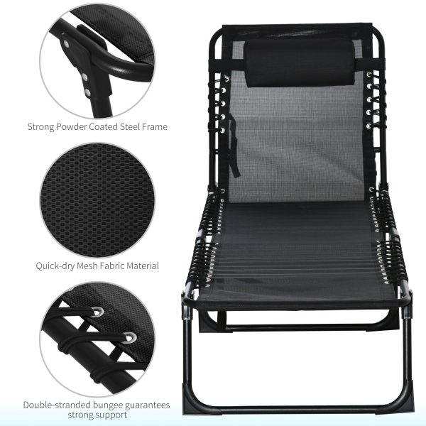 Sun Lounger Reclining Cot Foldable Folding Garden Chair Bed Relaxer Outsunny - Image 5
