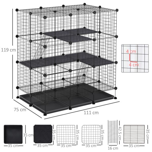 30 Pcs DIY Expandable Pet Cage Steel Bars Doors Trays Plastic Corners Pawhut - Image 3