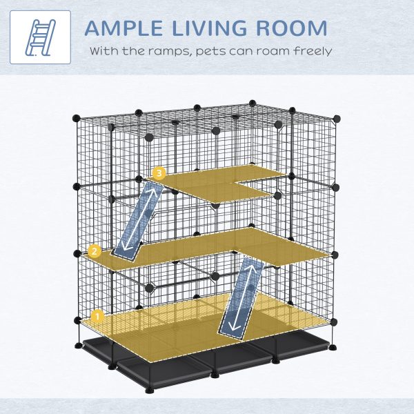30 Pcs DIY Expandable Pet Cage Steel Bars Doors Trays Plastic Corners Pawhut - Image 4