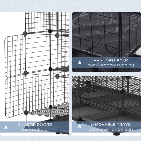 30 Pcs DIY Expandable Pet Cage Steel Bars Doors Trays Plastic Corners Pawhut - Image 6
