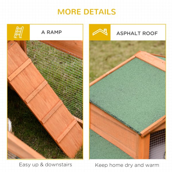 Deluxe Fir Wood Rabbit Hutch 2-Tier Metal Guinea Pig Small Animal House Pawhut - Image 7