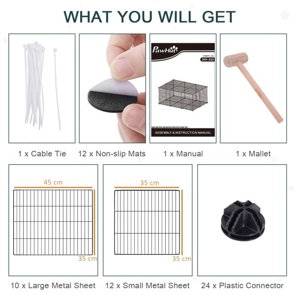 DIY Pet Playpen Cage 22 Piece w/Door Bunny Chinchilla Guinea Pig Pawhut - Image 5