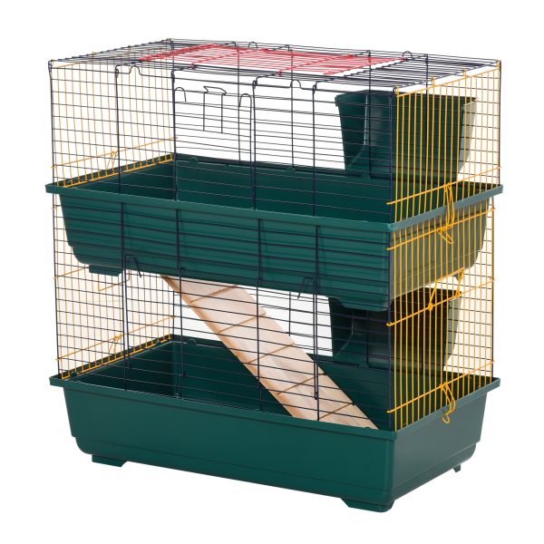 Small Animal Cage Habitat w/ Accessories 2-Story Large Pet Play House Pawhut