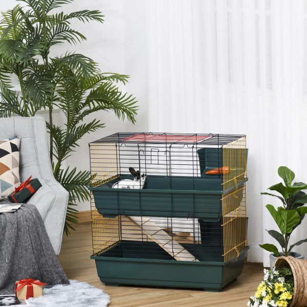 Small Animal Cage Habitat w/ Accessories 2-Story Large Pet Play House Pawhut - Image 2