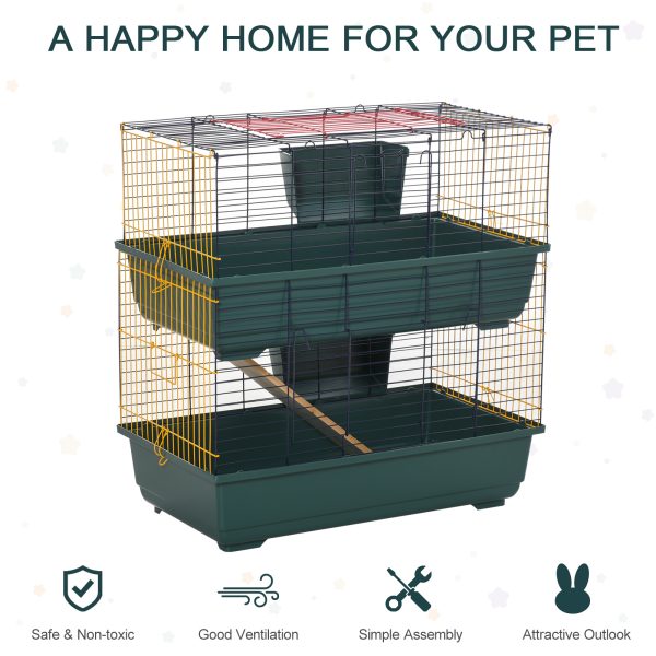 Small Animal Cage Habitat w/ Accessories 2-Story Large Pet Play House Pawhut - Image 4