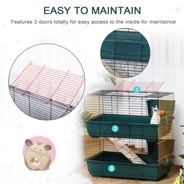 Small Animal Cage Habitat w/ Accessories 2-Story Large Pet Play House Pawhut - Image 5