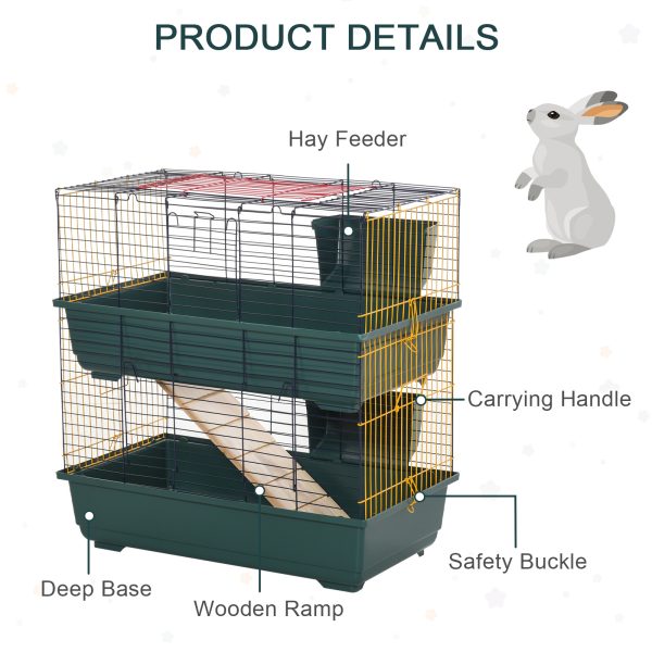 Small Animal Cage Habitat w/ Accessories 2-Story Large Pet Play House Pawhut - Image 6