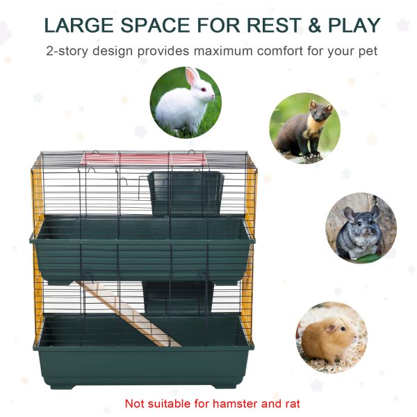 Small Animal Cage Habitat w/ Accessories 2-Story Large Pet Play House Pawhut - Image 7