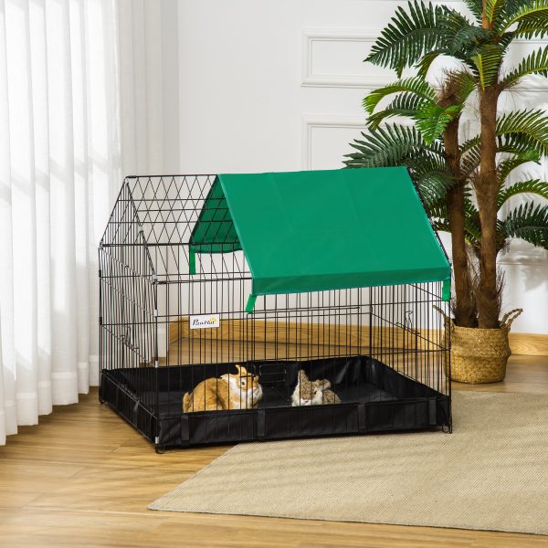 Rabbit Cage Guinea Pig Small Animal Playpen Water Proof Roof Pawhut - Image 2