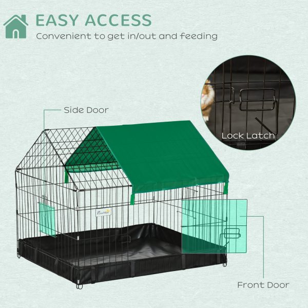 Rabbit Cage Guinea Pig Small Animal Playpen Water Proof Roof Pawhut - Image 4