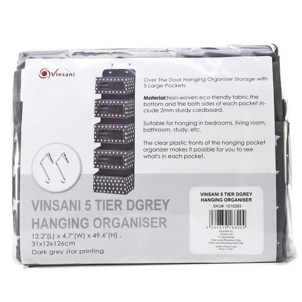 VINSANI 5TIER DGREY HANGING ORGANISER 1010283 - Image 8
