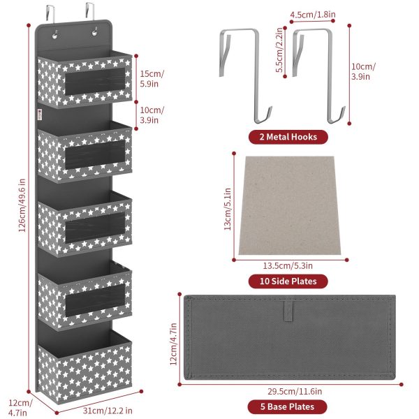 VINSANI 5TIER DGREY HANGING ORGANISER 1010283 - Image 2